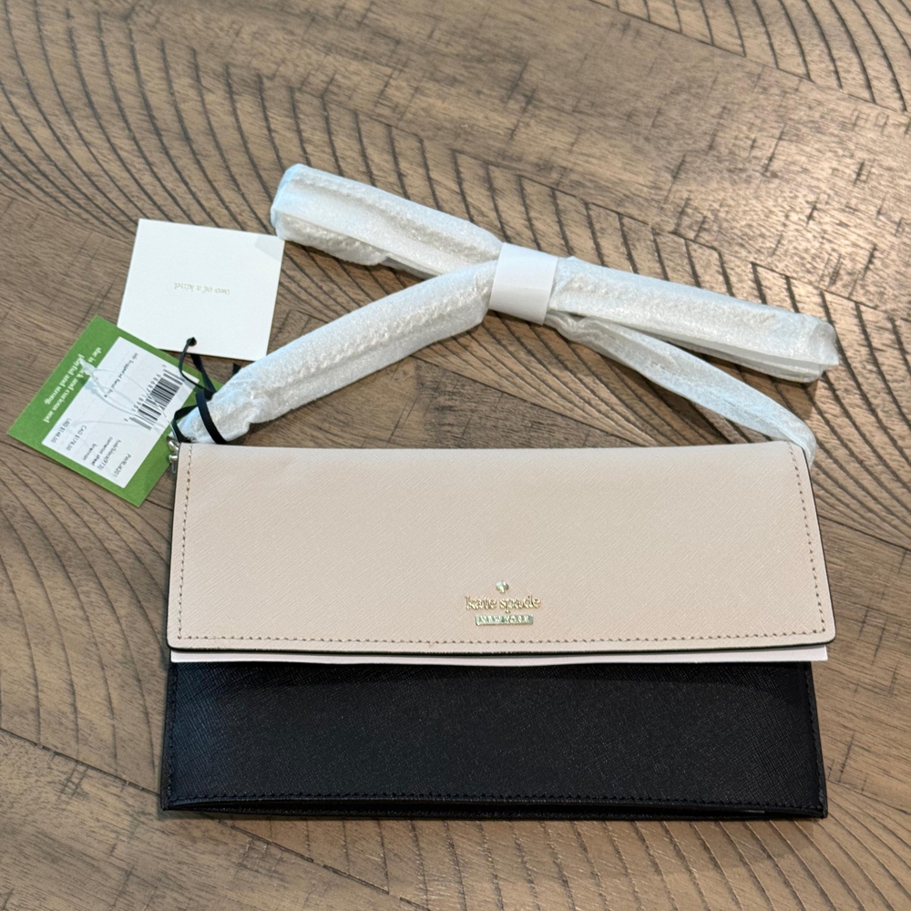 NWT Kate Spade Cameron Street Brennan Crossbody Clutch Tusk/Black - Picture 3 of 11